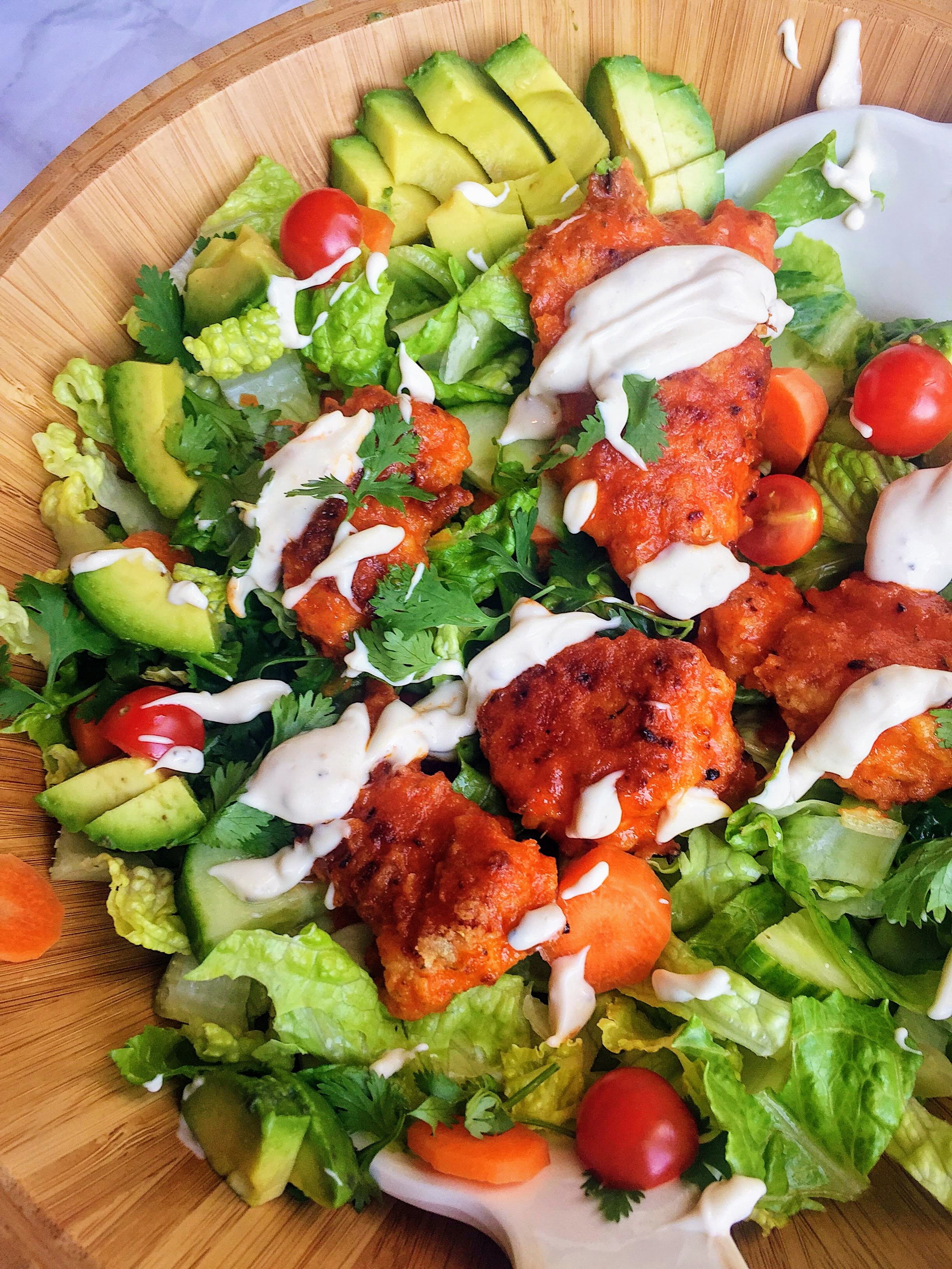 crispy-buffalo-chicken-salad-with-avocado-cilantro-dressing-mama-of